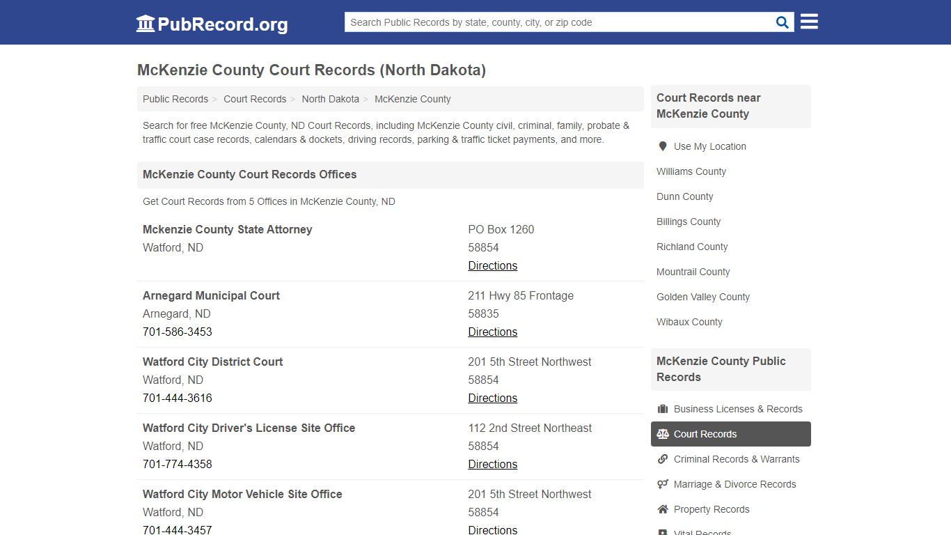 McKenzie County Court Records (North Dakota) - PubRecord.org