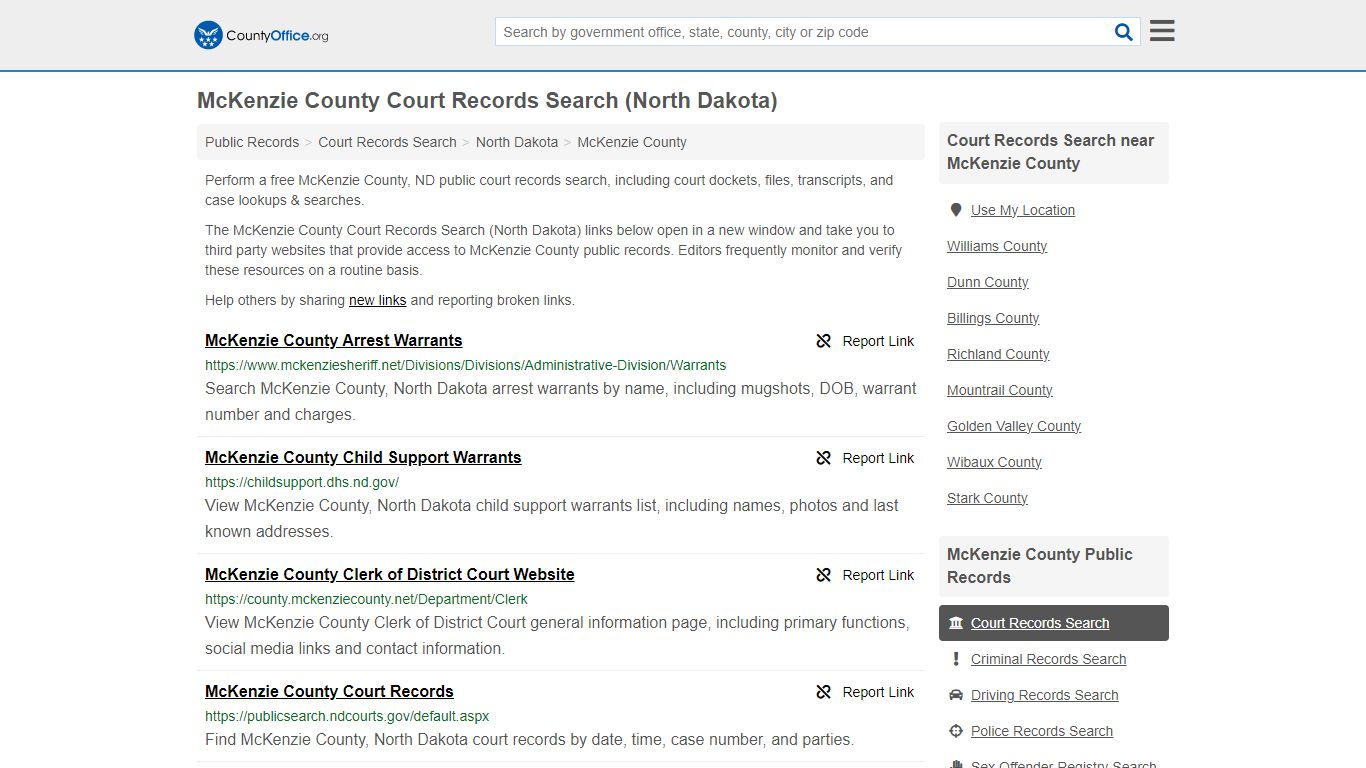 McKenzie County Court Records Search (North Dakota) - County Office