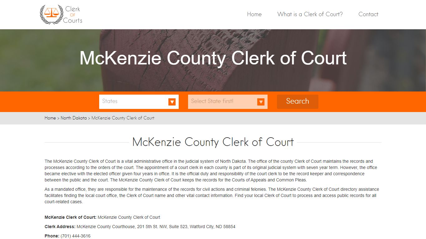 McKenzie County Clerk of Court